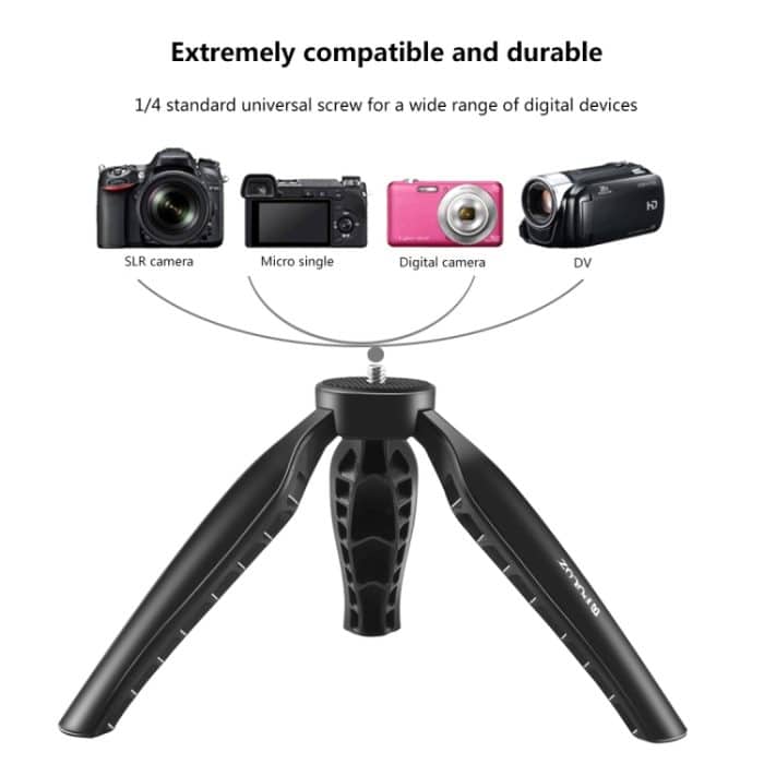 PULUZ Einfache Mini-ABS-Tischstativhalterung mit 1/4-Zoll-Schraube für DSLR- und Digitalkameras, Arbeitshöhe: 9 cm, ABS Tripod – Bild 3