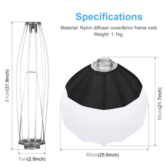 PULUZ 65cm Foldable Lantern Softbox SpeedLite Flash Light Foldable Diffuser – Bild 3