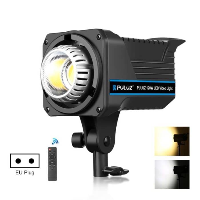 PULUZ 220 V 150 W Studio-Videoleuchte, 3200 K-5600 K, zwei Farbtemperaturen, integriertes Wärmeableitungssystem mit Fernbedienung, 120W 2700K-6500K EU Plug, 120W 2700K-6500K UK Plug, 120W 2700K-6500K US Plug – Bild 1