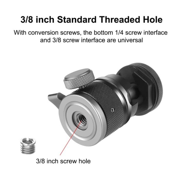 PULUZ Kugelkopf-Stativhalterung aus Aluminiumlegierung mit Kaltschuhbasis, Cold Shoe Ball Head – Bild 5