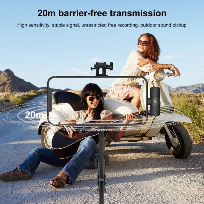 PULUZ Wireless Lavalier Noise Reduction Reverb-Mikrofon für 8-Pin-Gerät, unterstützt das Aufladen des Telefons, 8 Pin Wireless Microphone – Bild 8