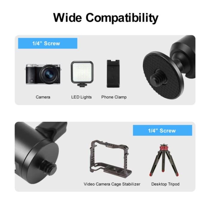 PULUZ 1/4 Zoll Außenschraube Metall-Stativ-Kugelkopfadapter mit Knopfverriegelung, 1/4 inch Outer Screw – Bild 5