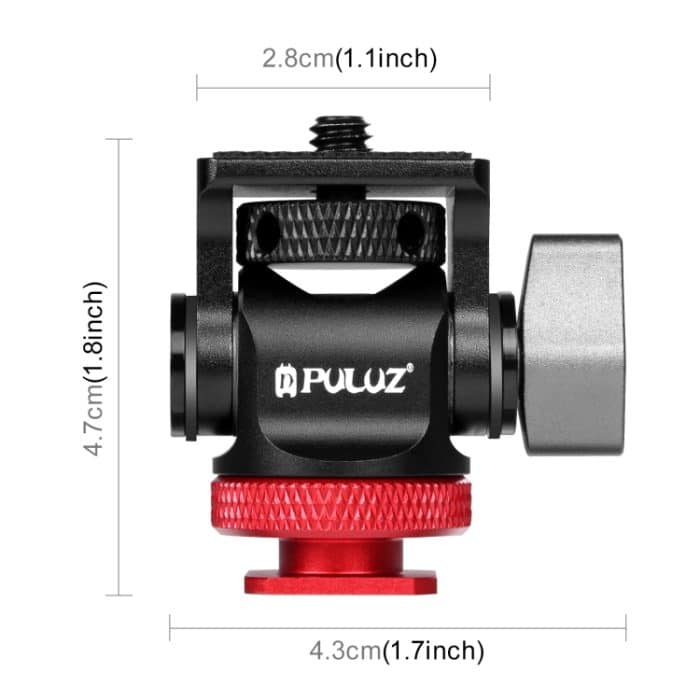 PULUZ Mini 180 Grad schwenkbarer Stativ-Kugelkopf-Kaltschuh-Montageadapter, Mini 180 Degree Ball Head(Red), Mini 180 Degree Ball Head(Silver) – Bild 2