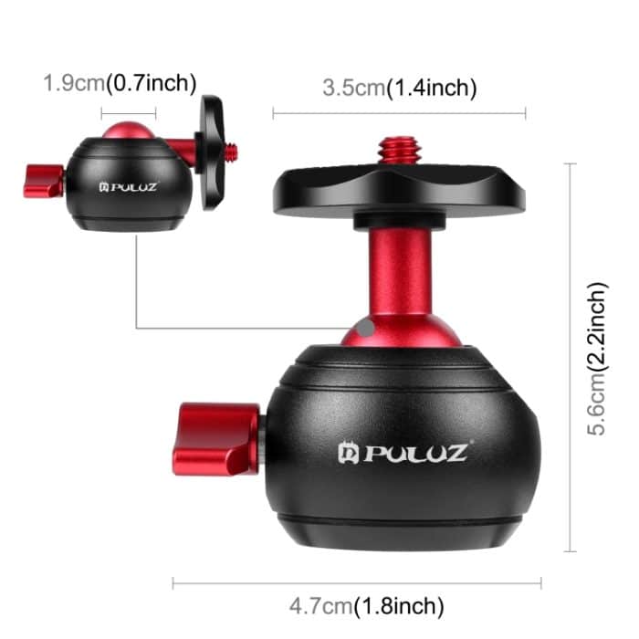 PULUZ 360-Grad-Panorama-Stativ-Kugelkopf-Adapter aus Metall, 360 Panorama (Red) – Bild 3