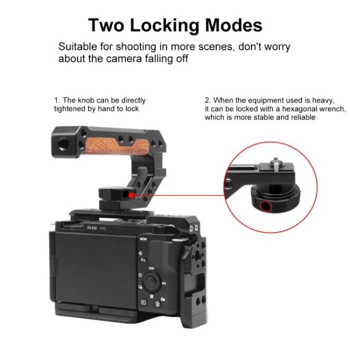 PULUZ 3/8 Zoll Kamera Holzgriff oben mit Kaltschuhhalterung, 3/8 Top Handle – Bild 6