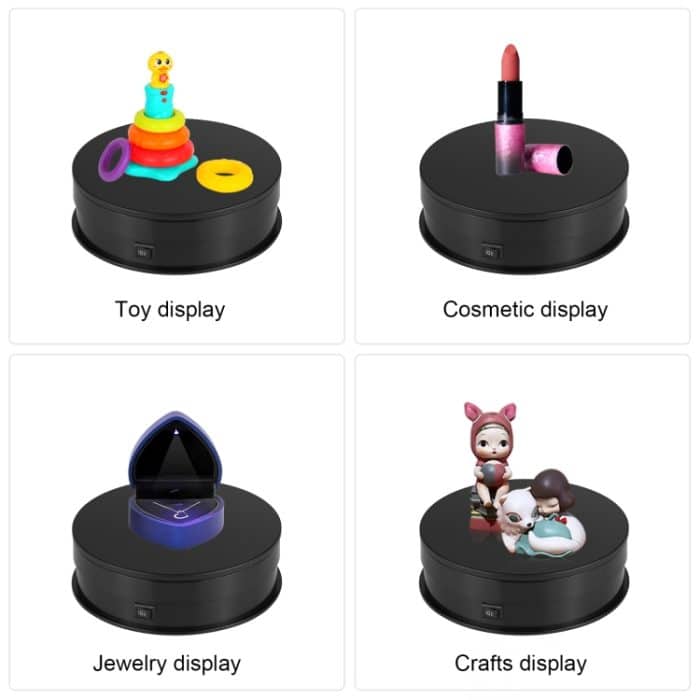 PULUZ 15 cm drehbarer Drehteller-Ausstellungsständer mit einstellbarer Geschwindigkeit, Belastung: 3 kg, 15cm Load 3kg Black, 15cm Load 3kg White – Bild 8