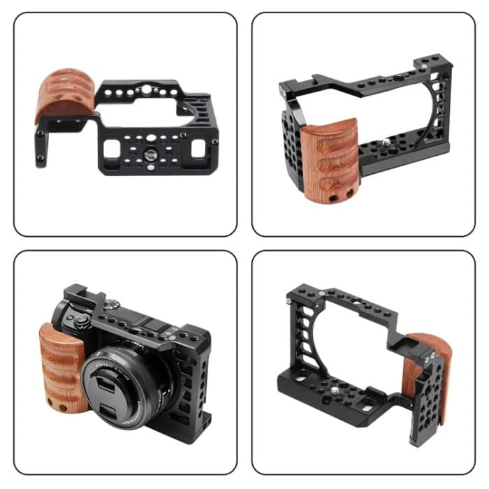 Für Sony A6400 / A6300 / A6100 / 6000 PULUZ Holzgriff Metall Kamerakäfig Stabilisator Rig – Bild 6