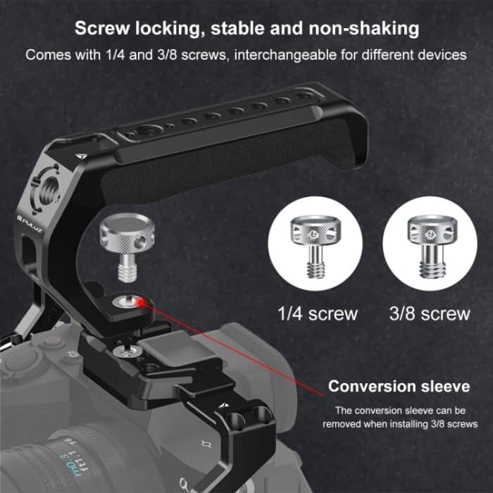 PULUZ Arri Metall-Silikon-Obergriff mit Kaltschuhhalterung für spiegellosen Kamerakäfigstabilisator, Metal Silicone Top Handle – Bild 6