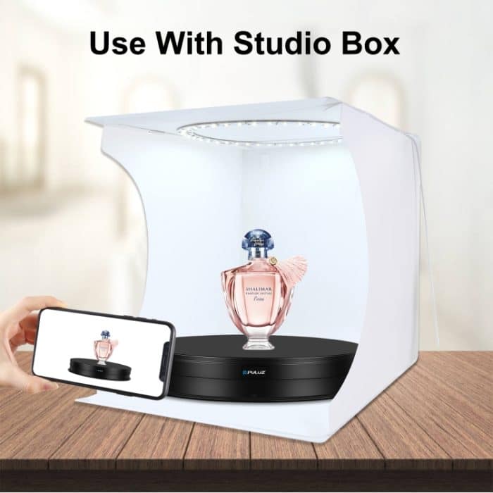 PULUZ 30 cm drehbarer Drehteller-Ausstellungsständer mit einstellbarer Geschwindigkeit, Belastung 10–15 kg, EU-Stecker, 30cm Load 10-15kg Black EU Plug(RU), 30cm Load 10-15kg Black EU Plug, 30cm Load 10-15kg White EU Plug – Bild 6