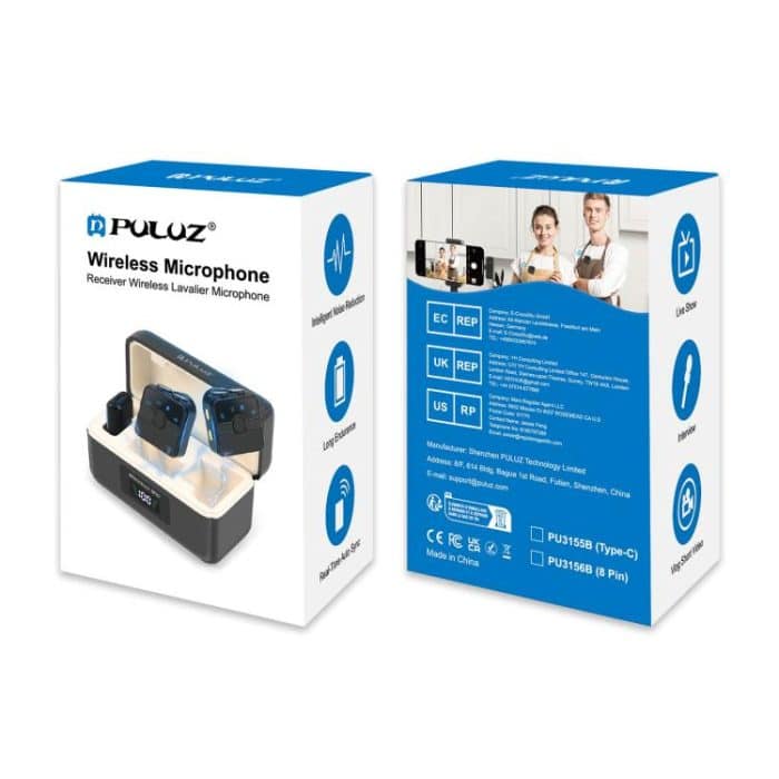PULUZ Magnetisches Lavalier-Funkmikrofon mit Ladekoffer, Typ-C-RX-Empfänger und 2 TX-Mikrofonen, Type-C 2 TX + 1 RX, with Charging Case Box – Bild 12