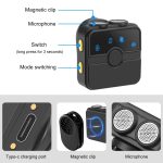 PULUZ Magnetisches Lavalier-Funkmikrofon mit Ladekoffer, Typ-C-RX-Empfänger und 2 TX-Mikrofonen, Type-C 2 TX + 1 RX, with Charging Case Box – Bild 4