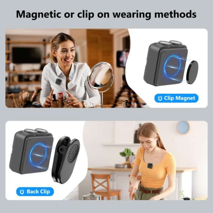 PULUZ Magnetisches Lavalier-Funkmikrofon mit Ladekoffer, Typ-C-RX-Empfänger und 2 TX-Mikrofonen, Type-C 2 TX + 1 RX, with Charging Case Box – Bild 9