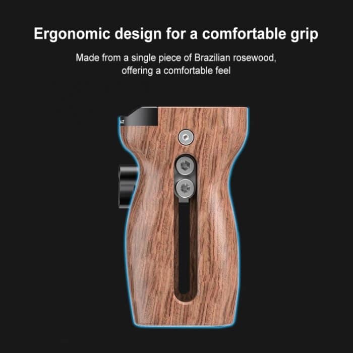 PULUZ Universal Slide Quick Release Seitlicher Holzgriff mit Cold Shoe Mount für Kamerakäfigstabilisator – Bild 6
