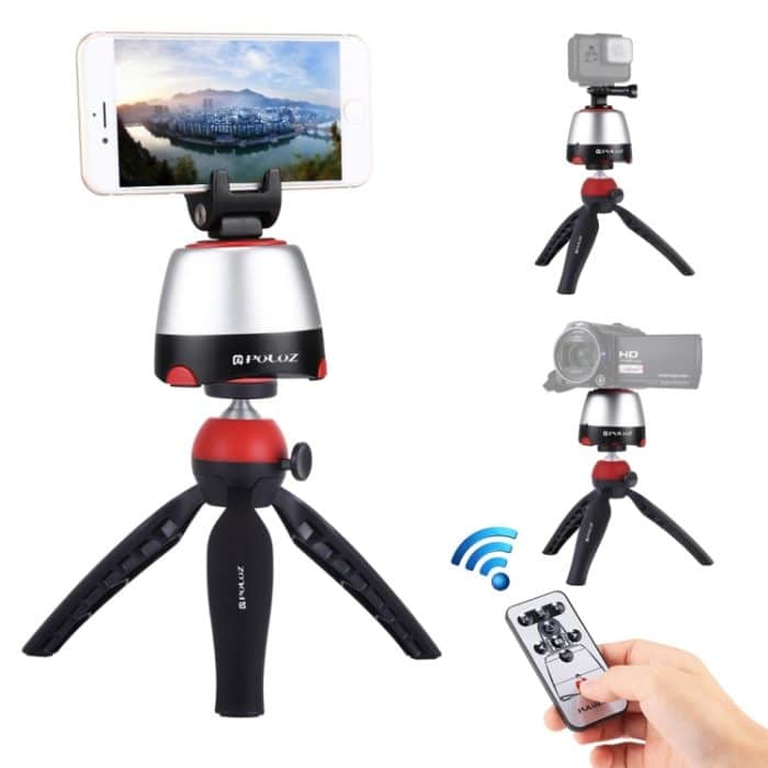 PULUZ Elektronischer 360-Grad-Dreh-Panoramakopf + Stativhalterung + GoPro-Klemme + Telefonklemme mit Fernbedienung für Smartphones, GoPro, DSLR-Kameras, Head Tripod, Pano Head Tripod, Head Tripod(US) – Bild 1