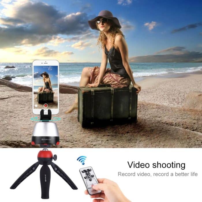 PULUZ Elektronischer 360-Grad-Dreh-Panoramakopf + Stativhalterung + GoPro-Klemme + Telefonklemme mit Fernbedienung für Smartphones, GoPro, DSLR-Kameras, Head Tripod, Pano Head Tripod, Head Tripod(US) – Bild 17