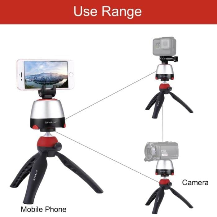 PULUZ Elektronischer 360-Grad-Dreh-Panoramakopf + Stativhalterung + GoPro-Klemme + Telefonklemme mit Fernbedienung für Smartphones, GoPro, DSLR-Kameras, Head Tripod, Pano Head Tripod, Head Tripod(US) – Bild 8