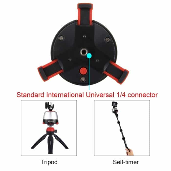 PULUZ Elektronischer 360-Grad-Dreh-Panoramakopf + Stativhalterung + GoPro-Klemme + Telefonklemme mit Fernbedienung für Smartphones, GoPro, DSLR-Kameras, Head Tripod, Pano Head Tripod, Head Tripod(US) – Bild 12