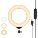 PULUZ 6,2 Zoll 16 cm USB 3 Modi Dimmbarer LED-Ring Vlogging Fotografie Videolichter mit Stativkugelkopf (schwarz)