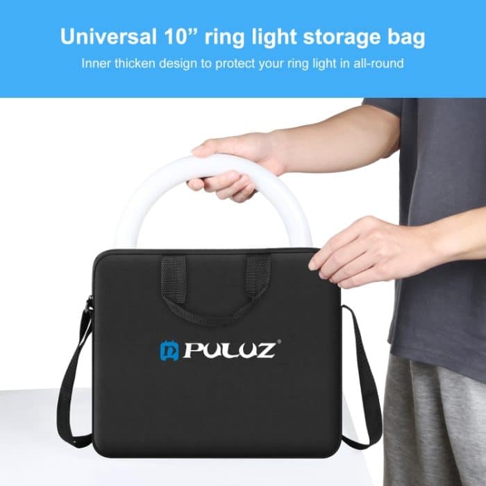 PULUZ 10 Zoll Ring-LED-Leuchten Tragbare Reißverschluss-Aufbewahrungstasche Schulterhandtaschen, Größe: 33 cm x 28 cm x 3 cm, 33cm x 28cm x 3cm – Bild 5