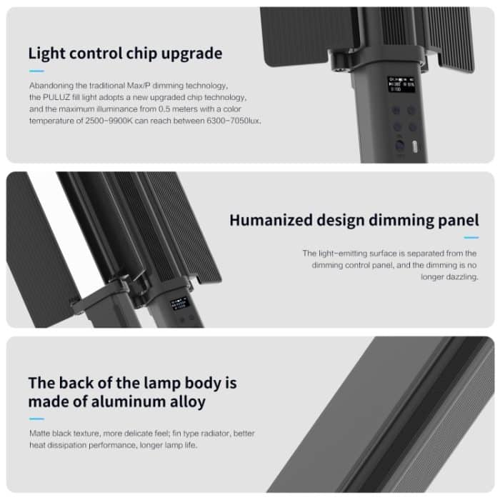 PULUZ 72 LEDs Foto-Handstablicht Vollfarbiges RGB-Fülllicht mit Barndoor – Bild 3