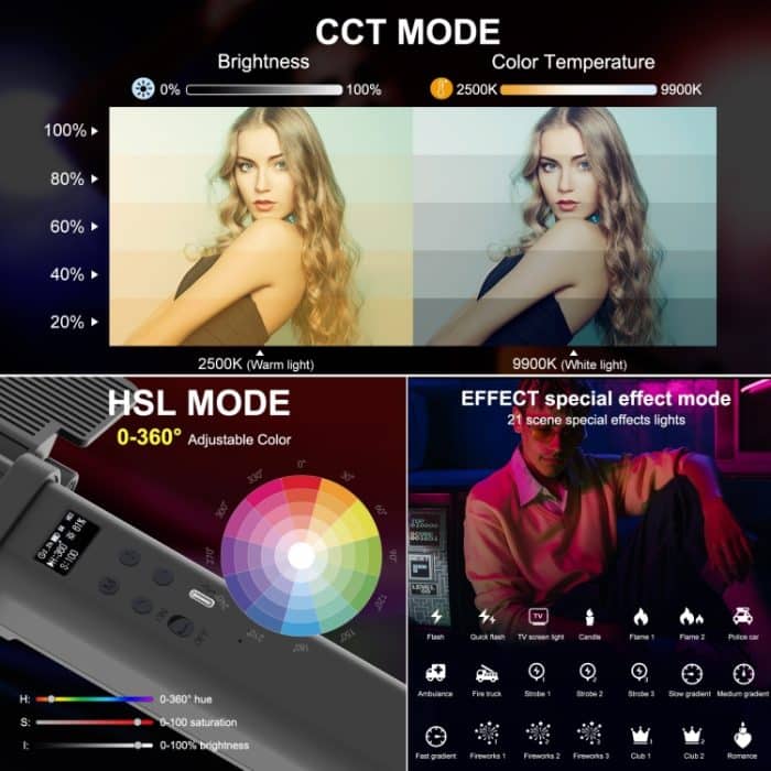 PULUZ 72 LEDs Foto-Handstablicht Vollfarbiges RGB-Fülllicht mit Barndoor – Bild 4