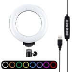 PULUZ 4,7 Zoll 12 cm gebogene Oberfläche USB 10 Modi 8 Farben RGBW Dimmbare LED-Ring-Vlogging-Fotografie-Videoleuchten mit Stativ-Kugelkopf, 4.7 inch RGBW