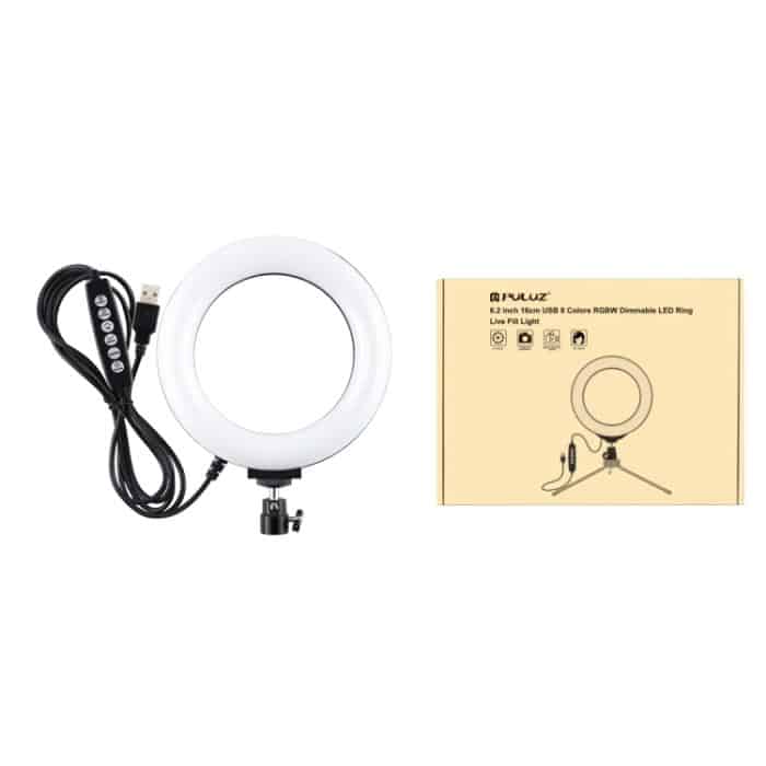 PULUZ 6,2 Zoll 16 cm USB 10 Modi 8 Farben RGBW Dimmbare LED-Ring-Vlogging-Fotografie-Videoleuchten mit Stativ-Kugelkopf, 6.2 inch RGBW – Bild 12
