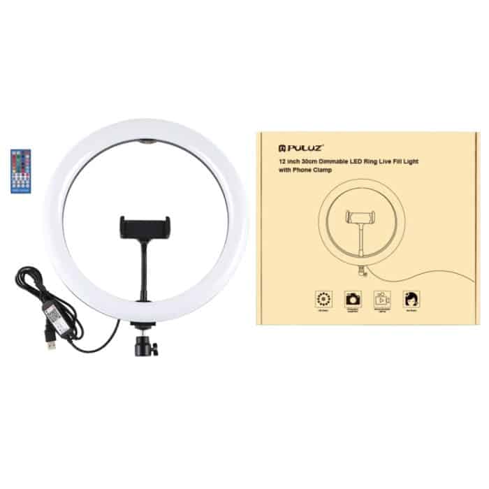 PULUZ 11,8 Zoll 30 cm RGB-dimmbare LED-LED mit zwei Farbtemperaturen, gebogener diffuser Lichtring, Vlogging, Selfie-Fotografie, Videoleuchten mit Stativ-Kugelkopf, Telefonklemme und Fernbedienung, 11.8 inch RGBW, 11.8 inch +Remote Control – Bild 12