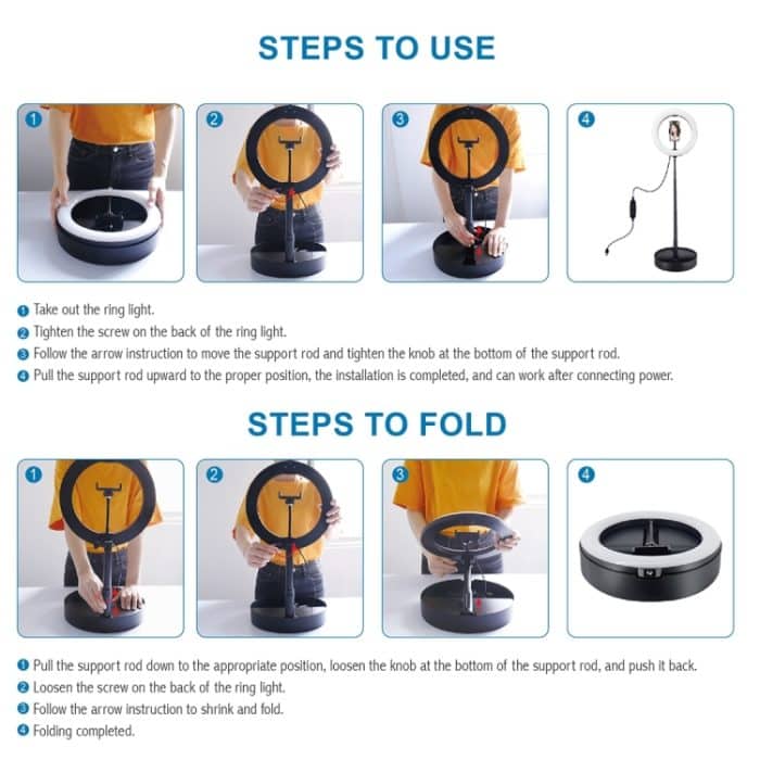 PULUZ 10,2 Zoll 26 cm USB 3 Modi dimmbar Dual-Color-Temperatur LED gebogener Ring Vlogging Selfie Fotografie Videoleuchten mit Bluetooth-Fernauslöser & klappbarer Tischhalterung & Telefonklemme – Bild 11