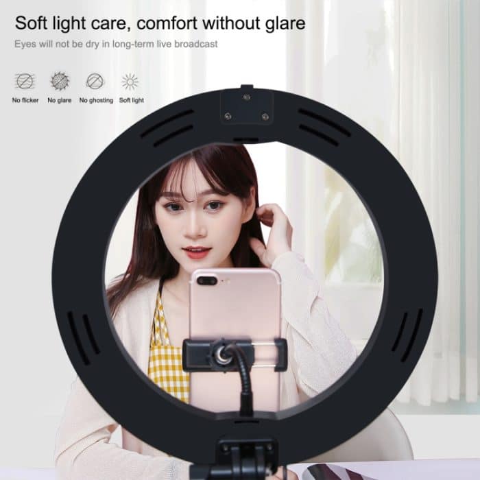 PULUZ 10,2 Zoll 26 cm USB 3 Modi dimmbar Dual-Color-Temperatur LED gebogener Ring Vlogging Selfie Fotografie Videoleuchten mit Bluetooth-Fernauslöser & klappbarer Tischhalterung & Telefonklemme – Bild 6
