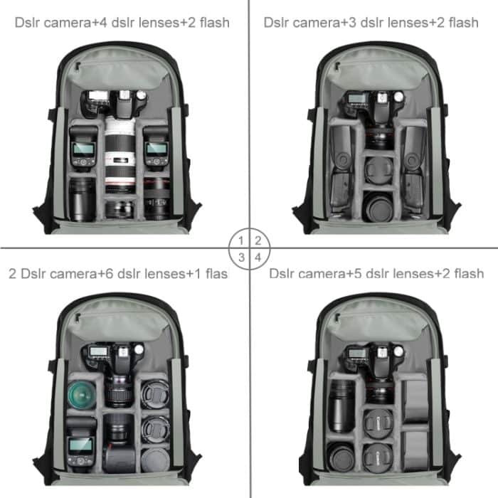 PULUZ Outdoor Tragbarer, wasserdichter, kratzfester Rucksack mit zwei Schultern, tragbare PTZ-Stabilisator-Kameratasche mit Regenschutz für Digitalkamera, DJI Ronin-SC / Ronin-S, Camera Bag(Black RU), Camera Bag(Black) – Bild 2