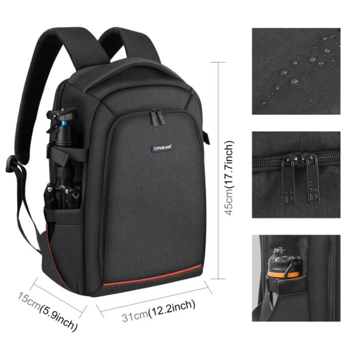 PULUZ Outdoor Tragbarer, wasserdichter, kratzfester Rucksack mit zwei Schultern, tragbare PTZ-Stabilisator-Kameratasche mit Regenschutz für Digitalkamera, DJI Ronin-SC / Ronin-S, Camera Bag(Black RU), Camera Bag(Black) – Bild 3