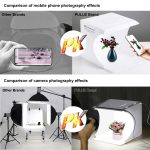 PULUZ 20cm Enthält 2 LED-Panels Faltbare tragbare 1100LM Licht Fotobeleuchtung Studio Shooting Zelt Box Kit mit 6 Farben Hintergrund (Schwarz, Weiß, Gelb, Rot, Grün, Blau), Aufklappbare Größe: 24cm x 23cm x 23cm – Bild 7
