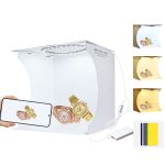 PULUZ 23cm Ring LED Panel Folding Tragbares Licht Photo Lighting Studio Shooting Zelt Box Kit mit 6 Farben Hintergrund (Schwarz, Weiß, Gelb, Rot, Grün, Blau), Entfaltungsgröße: 24cm x 23cm x 23cm