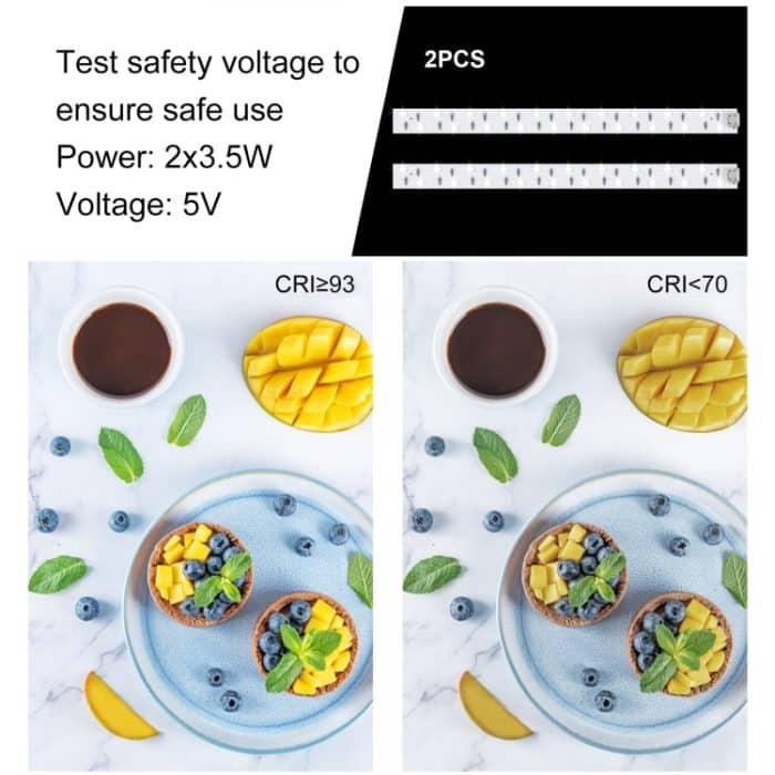 PULUZ 20 cm, inklusive 2 LED-Panels, zusammenklappbar, tragbar, 1100 lm Licht, Fotobeleuchtung, Studio, Aufnahmezelt, Box-Set mit 2 Farben Hintergründen (schwarz, weiß), aufgeklappte Größe: 24 cm x 23 cm x 23 cm – Bild 5