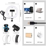PULUZ 7,9 Zoll 20 cm USB 3 Modi Dimmbar Dual Farbtemperatur LED gebogener Lichtring Vlogging Selfie Fotografie Videoleuchten mit Spiegel, 7.9 inch with mirror – Bild 3