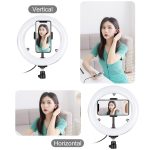 PULUZ 7,9 Zoll 20 cm USB 3 Modi Dimmbar Dual Farbtemperatur LED gebogener Lichtring Vlogging Selfie Fotografie Videoleuchten mit Spiegel, 7.9 inch with mirror – Bild 10