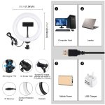PULUZ 7,9 Zoll 20 cm USB RGB Dimmbare LED Dual Farbtemperatur LED gebogener Lichtring Vlogging Selfie Fotografie Videoleuchten mit Telefonklemme, 7.9 inch RGBW – Bild 3