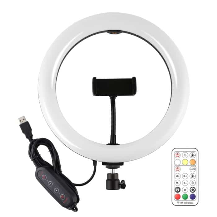 PULUZ 10,2 Zoll 26 cm gebogene Oberfläche 168 LED Festzelt LED RGBWW Zweifarbige, temperaturdimmbare Ring-Vlogging-Fotografie-Videoleuchten mit Kaltschuh-Stativ-Kugelkopf & Fernbedienung & Telefonklemme, 10.2 inch Marquee LED – Bild 2