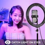 PULUZ 10,2 Zoll 26 cm gebogene Oberfläche 168 LED Festzelt LED RGBWW Zweifarbige, temperaturdimmbare Ring-Vlogging-Fotografie-Videoleuchten mit Kaltschuh-Stativ-Kugelkopf & Fernbedienung & Telefonklemme, 10.2 inch Marquee LED – Bild 12