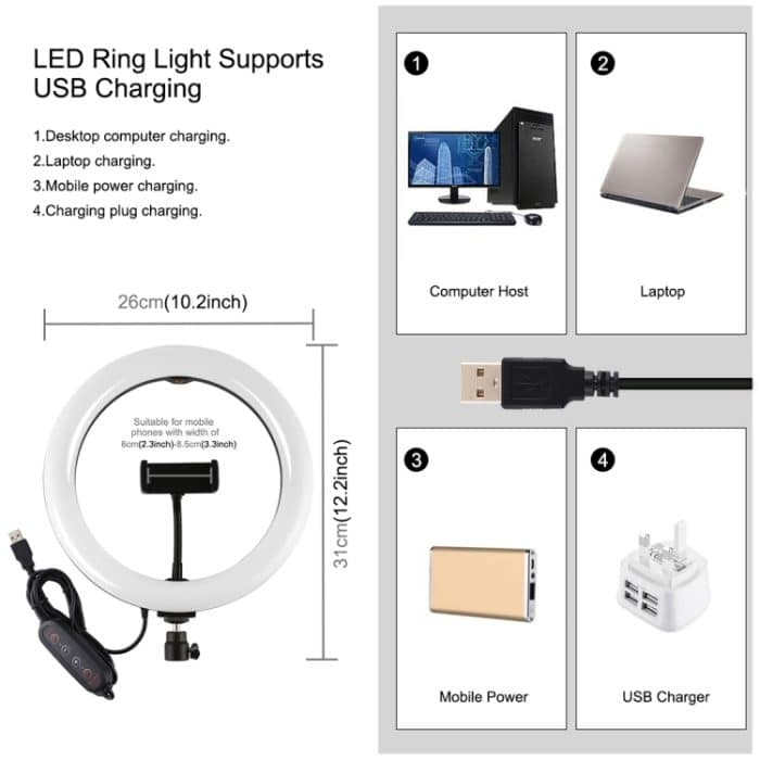 PULUZ 10,2 Zoll 26 cm gebogene Oberfläche 168 LED Festzelt LED RGBWW Zweifarbige, temperaturdimmbare Ring-Vlogging-Fotografie-Videoleuchten mit Kaltschuh-Stativ-Kugelkopf & Fernbedienung & Telefonklemme, 10.2 inch Marquee LED – Bild 3