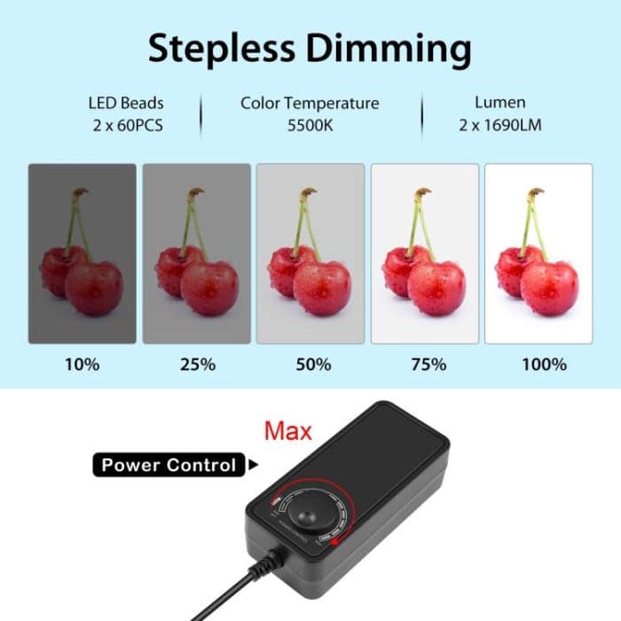 PULUZ Fotostudio-Lichtbox, tragbar, 60 x 60 x 60 cm, Lichtzelt, LED, 5500 K weißes Licht, dimmbar, Mini 36 W, Fotostudio-Zelt-Set mit 6 abnehmbaren Hintergründen (Schwarz, Orange, Weiß, Grün, Blau, Rot), 60cm Box(US), 60cm Box(UK), 60cm Box(EU)... – Bild 5