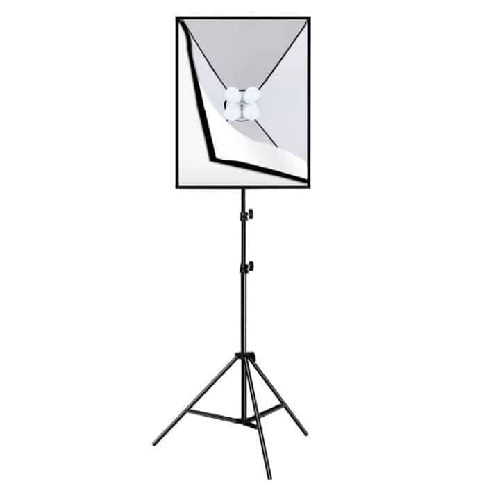 PULUZ 50 x 70 cm Studio-Softbox + 2 m Stativhalterung + 4 x E27 24 W 5700 K weißes Licht LED-Glühbirne Fotografie-Beleuchtungsset, 4 x Bulb EU Plug (RU), 4 x Bulb EU Plug, 4 x Bulb US Plug – Bild 2