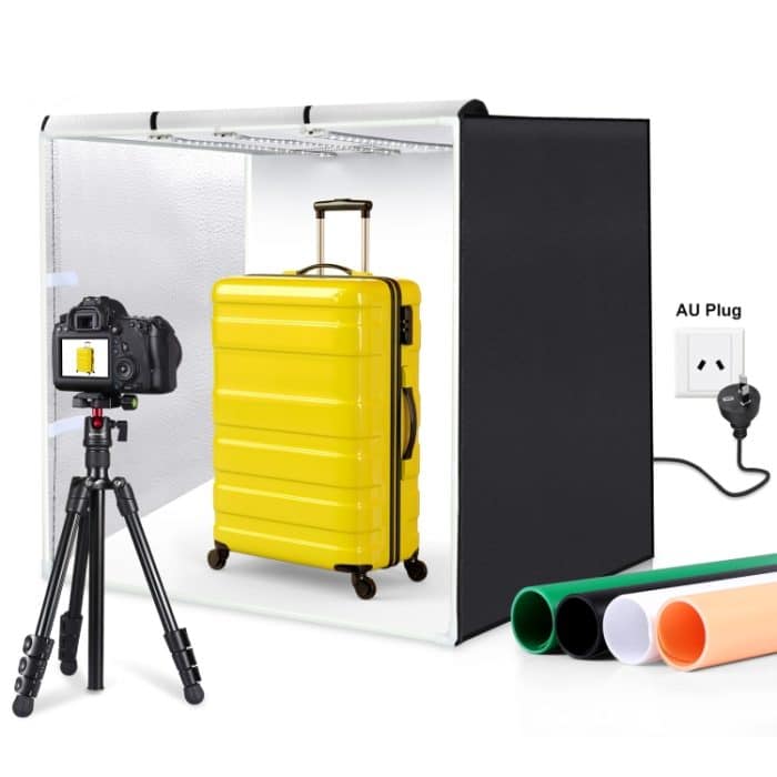 PULUZ 80 cm faltbares tragbares 90 W 14.000 lm hohes CRI-Weißlicht-Fotobeleuchtungs-Studio-Schießzelt-Box-Set mit 3 Farben Schwarz, Weiß, Orange Hintergründe – Bild 1