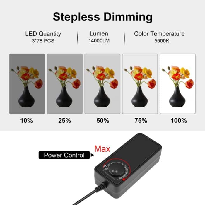 PULUZ 80 cm faltbares tragbares 90 W 14.000 lm hohes CRI-Weißlicht-Fotobeleuchtungs-Studio-Schießzelt-Box-Set mit 3 Farben Schwarz, Weiß, Orange Hintergründe – Bild 5