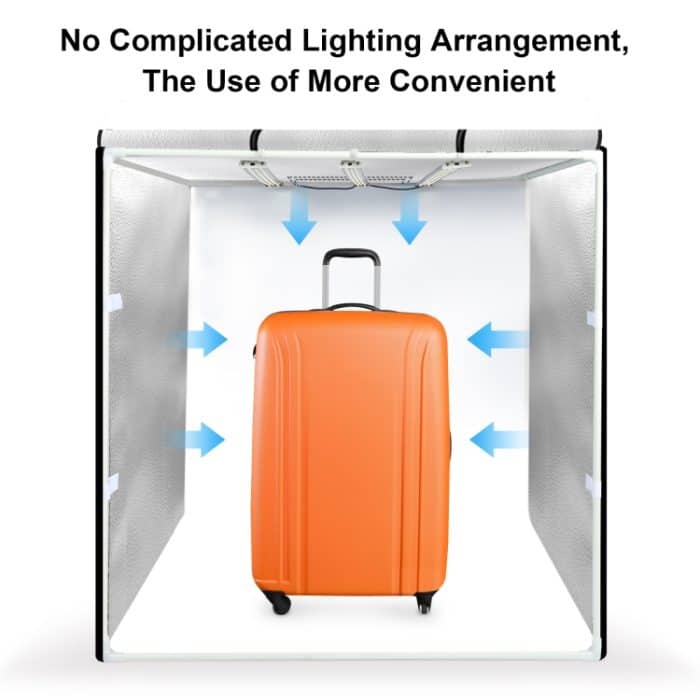 PULUZ 80 cm faltbares tragbares 90 W 14.000 lm hohes CRI-Weißlicht-Fotobeleuchtungs-Studio-Schießzelt-Box-Set mit 3 Farben Schwarz, Weiß, Orange Hintergründe – Bild 8