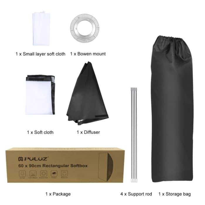 Puluz -Rechteck Speedlite Softbox Bowens montieren Diffusor – Bild 9