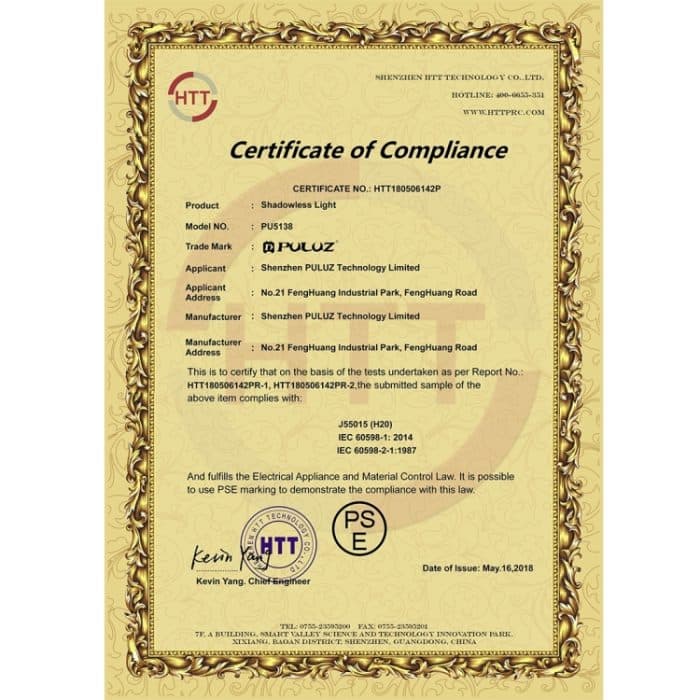 PULUZ 1000LM LED-Acryl, kein Polar-Dimmen, schattenloses Lichtpad mit Schalter für 40 cm große Fotostudio-Box, Light(US), Light(UK), Light(EU), Light(AU), Light (JP PSE Certified) – Bild 12