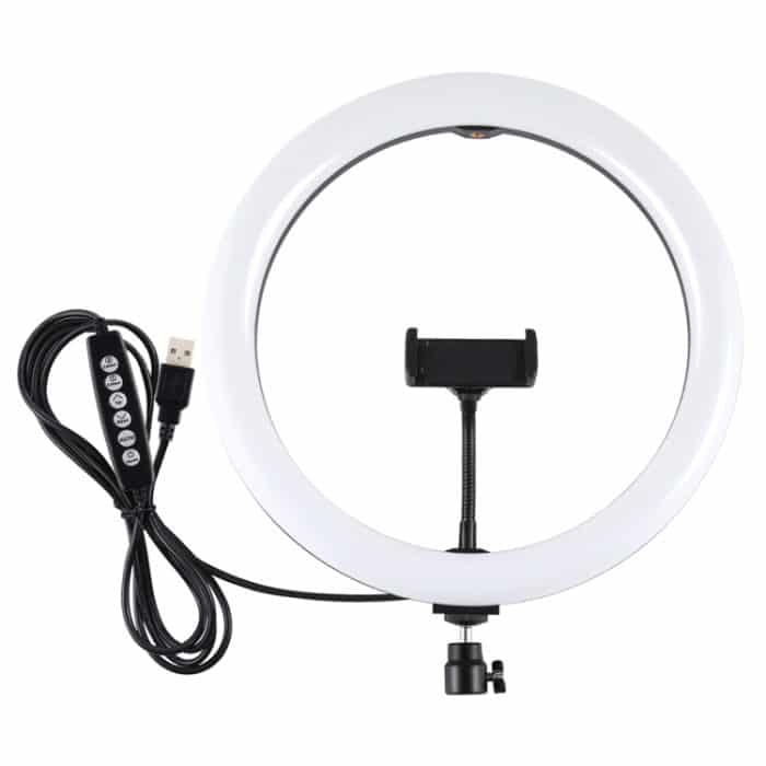 PULUZ 11,8 Zoll 30 cm gebogene Oberfläche USB 10 Modi 8 Farben RGBW Dimmbare LED-Ring-Vlogging-Fotografie-Videoleuchten mit Stativ-Kugelkopf und Telefonklemme, 11.8 inch Button Control – Bild 2