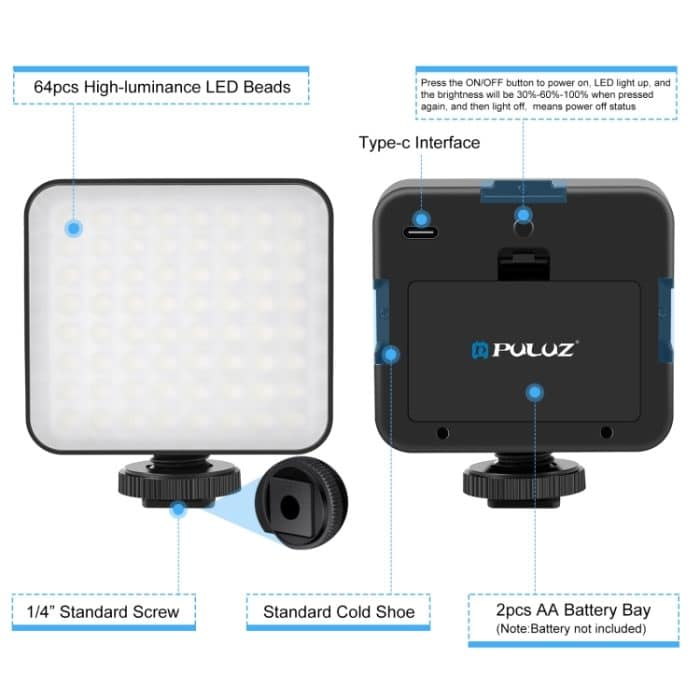 PULUZ 64 LED 5W Video-Spleiß-Fülllicht für Kamera/Video-Camcorder, 64 LED – Bild 3